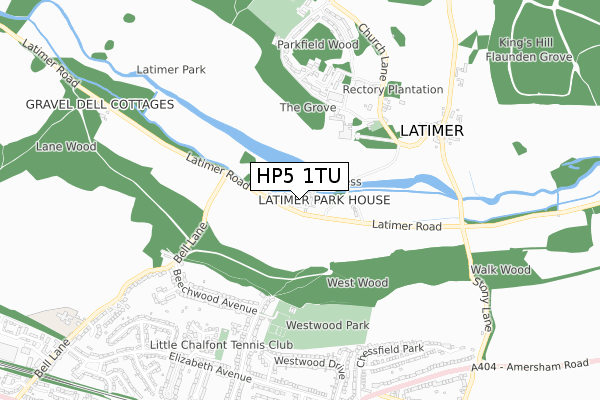 HP5 1TU map - small scale - OS Open Zoomstack (Ordnance Survey)