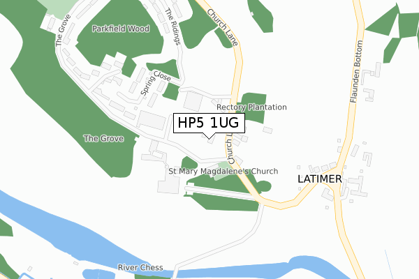 HP5 1UG map - large scale - OS Open Zoomstack (Ordnance Survey)