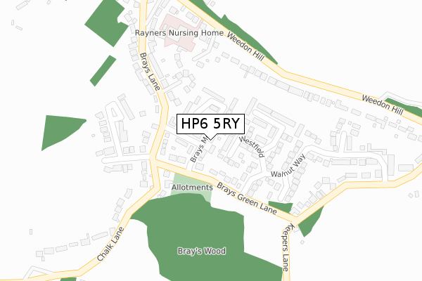 HP6 5RY map - large scale - OS Open Zoomstack (Ordnance Survey)