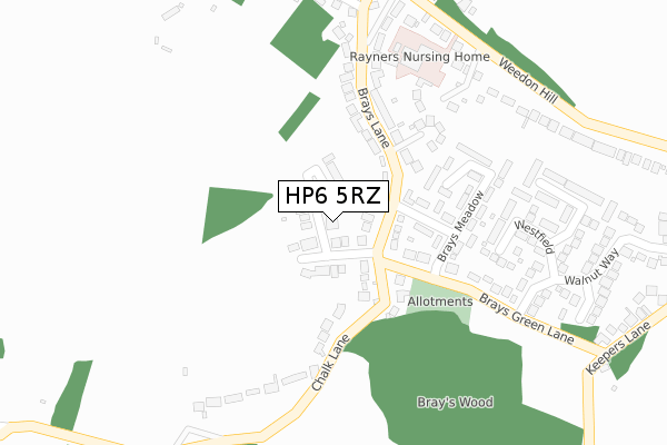 HP6 5RZ map - large scale - OS Open Zoomstack (Ordnance Survey)