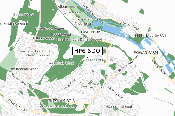 HP6 6DQ map - small scale - OS Open Zoomstack (Ordnance Survey)