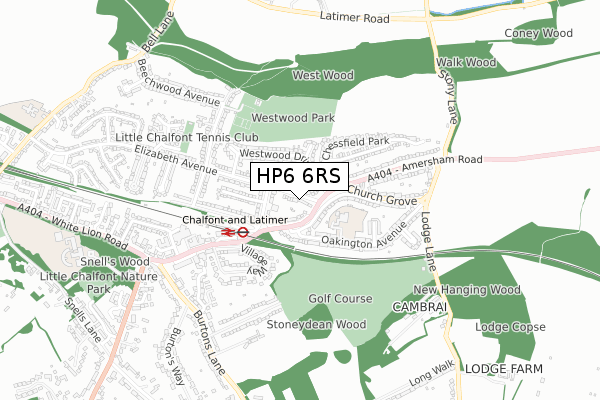 HP6 6RS map - small scale - OS Open Zoomstack (Ordnance Survey)