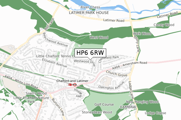 HP6 6RW map - small scale - OS Open Zoomstack (Ordnance Survey)