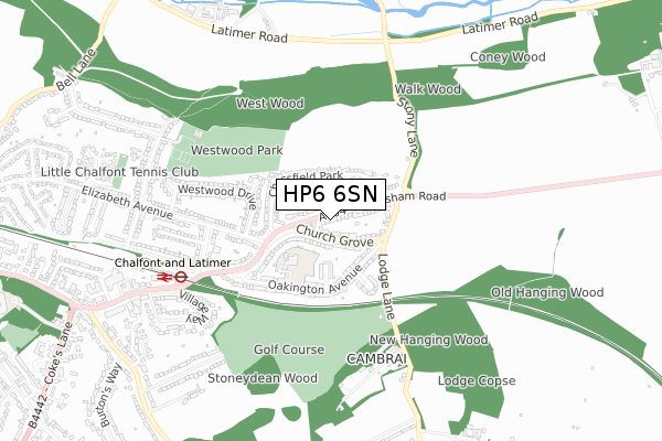 HP6 6SN map - small scale - OS Open Zoomstack (Ordnance Survey)
