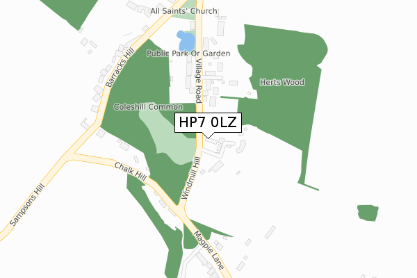 HP7 0LZ map - large scale - OS Open Zoomstack (Ordnance Survey)