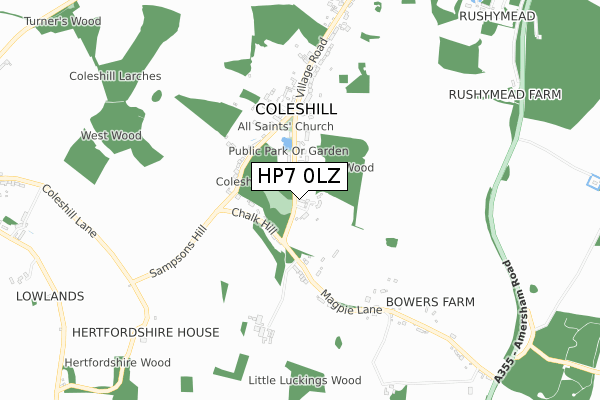 HP7 0LZ map - small scale - OS Open Zoomstack (Ordnance Survey)