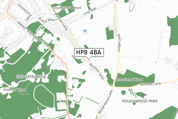 HP8 4BA map - small scale - OS Open Zoomstack (Ordnance Survey)