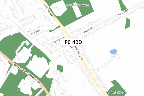 HP8 4BD map - large scale - OS Open Zoomstack (Ordnance Survey)