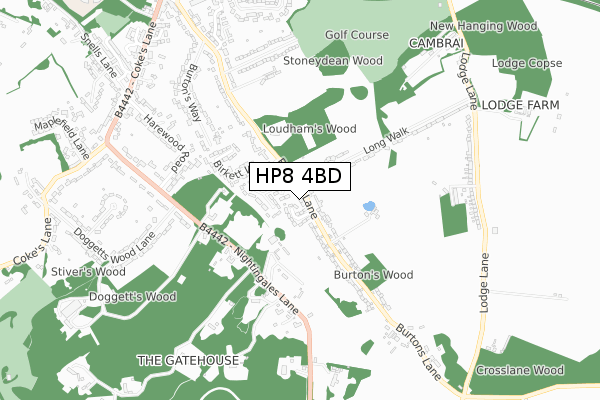 HP8 4BD map - small scale - OS Open Zoomstack (Ordnance Survey)