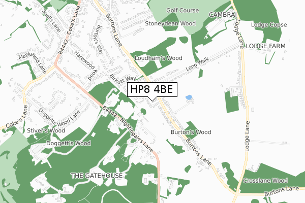 HP8 4BE map - small scale - OS Open Zoomstack (Ordnance Survey)