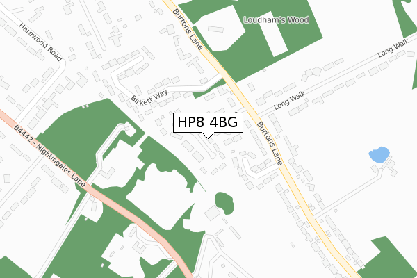 HP8 4BG map - large scale - OS Open Zoomstack (Ordnance Survey)