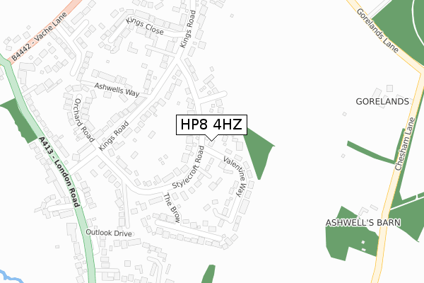 HP8 4HZ map - large scale - OS Open Zoomstack (Ordnance Survey)