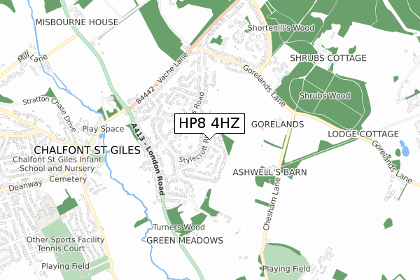 HP8 4HZ map - small scale - OS Open Zoomstack (Ordnance Survey)