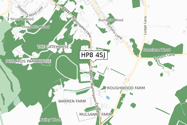 HP8 4SJ map - small scale - OS Open Zoomstack (Ordnance Survey)