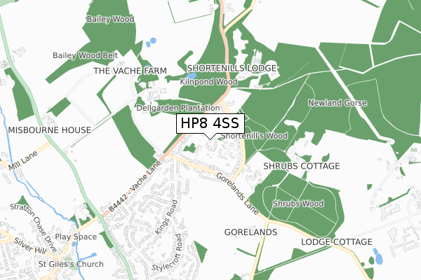 HP8 4SS map - small scale - OS Open Zoomstack (Ordnance Survey)