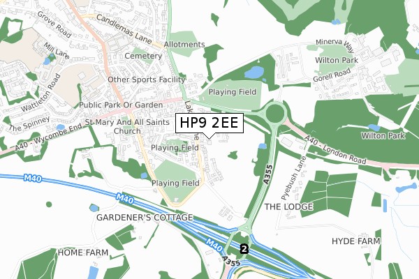 HP9 2EE map - small scale - OS Open Zoomstack (Ordnance Survey)