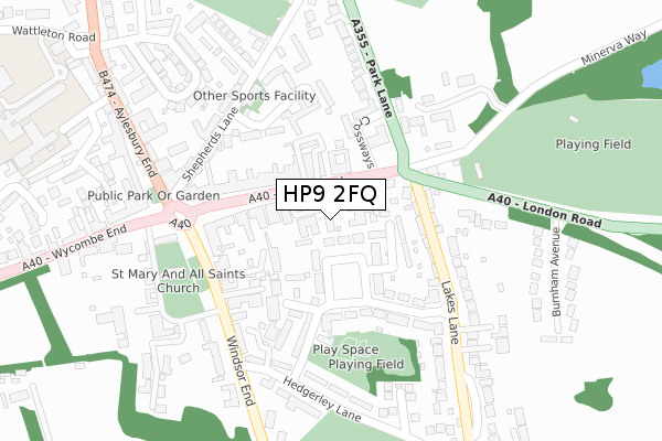 HP9 2FQ map - large scale - OS Open Zoomstack (Ordnance Survey)