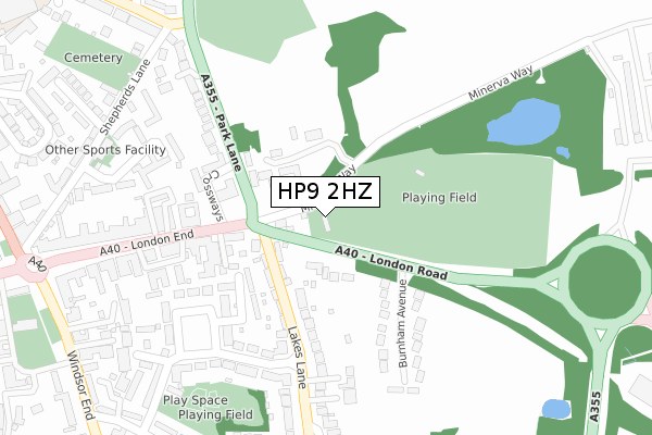 HP9 2HZ map - large scale - OS Open Zoomstack (Ordnance Survey)