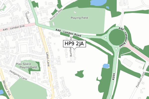 HP9 2JA map - large scale - OS Open Zoomstack (Ordnance Survey)