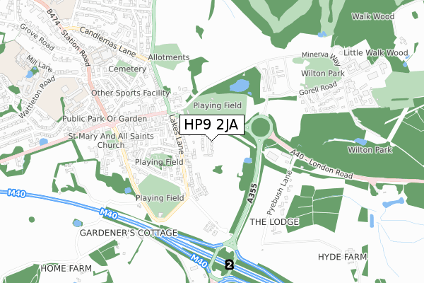 HP9 2JA map - small scale - OS Open Zoomstack (Ordnance Survey)