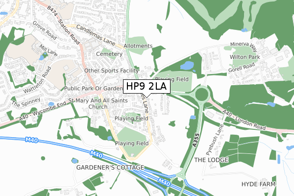 HP9 2LA map - small scale - OS Open Zoomstack (Ordnance Survey)