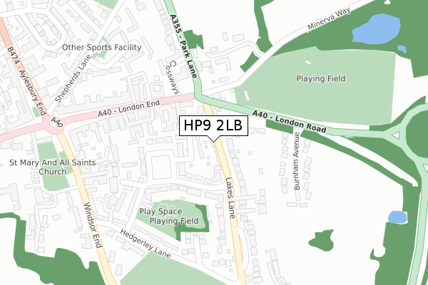 HP9 2LB map - large scale - OS Open Zoomstack (Ordnance Survey)