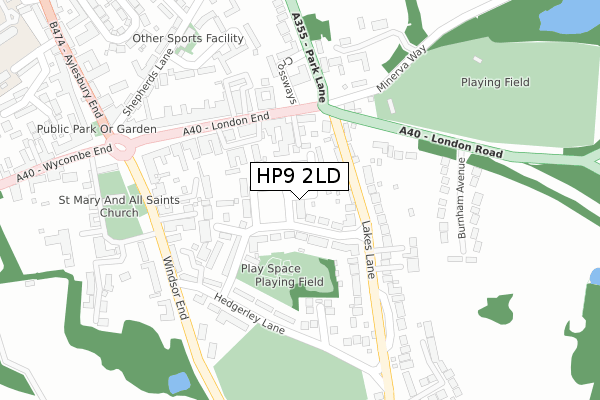 HP9 2LD map - large scale - OS Open Zoomstack (Ordnance Survey)