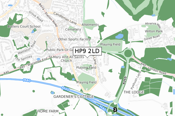 HP9 2LD map - small scale - OS Open Zoomstack (Ordnance Survey)