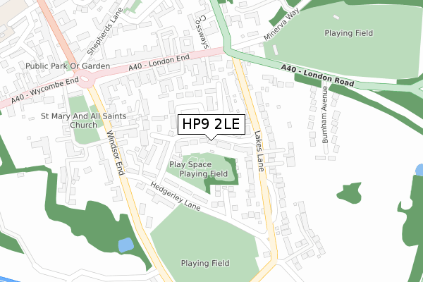 HP9 2LE map - large scale - OS Open Zoomstack (Ordnance Survey)