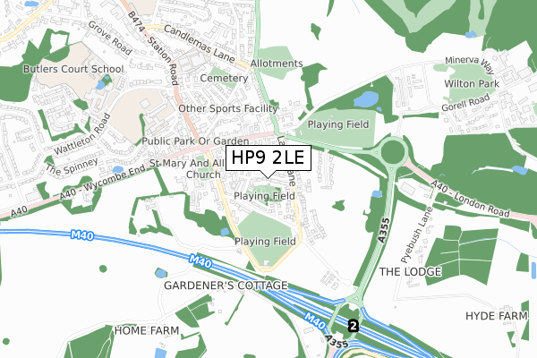 HP9 2LE map - small scale - OS Open Zoomstack (Ordnance Survey)