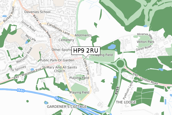 HP9 2RU map - small scale - OS Open Zoomstack (Ordnance Survey)