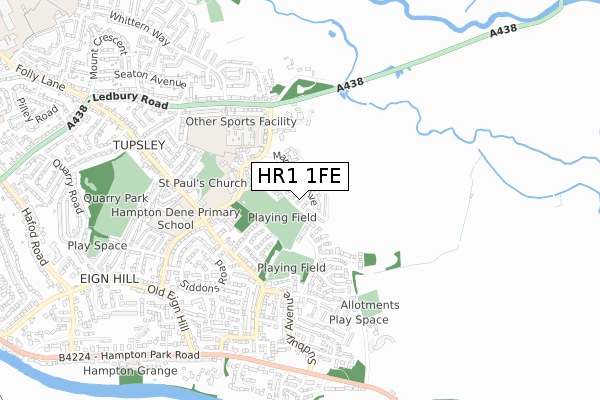 HR1 1FE map - small scale - OS Open Zoomstack (Ordnance Survey)