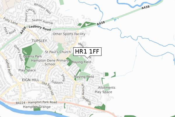 HR1 1FF map - small scale - OS Open Zoomstack (Ordnance Survey)