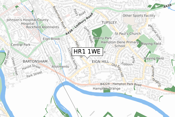 HR1 1WE map - small scale - OS Open Zoomstack (Ordnance Survey)