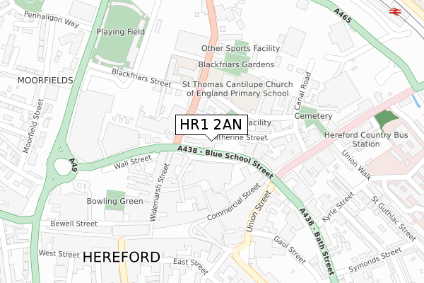 HR1 2AN map - large scale - OS Open Zoomstack (Ordnance Survey)