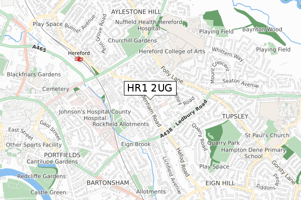 HR1 2UG map - small scale - OS Open Zoomstack (Ordnance Survey)