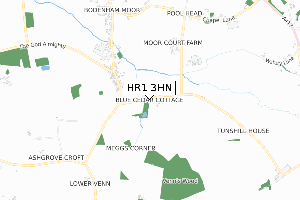 HR1 3HN map - small scale - OS Open Zoomstack (Ordnance Survey)