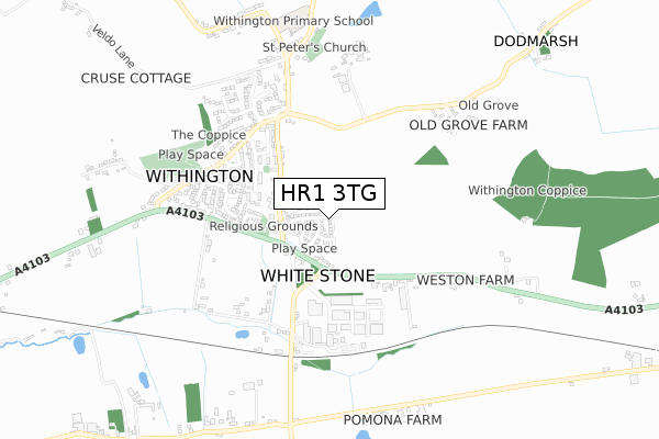 HR1 3TG map - small scale - OS Open Zoomstack (Ordnance Survey)