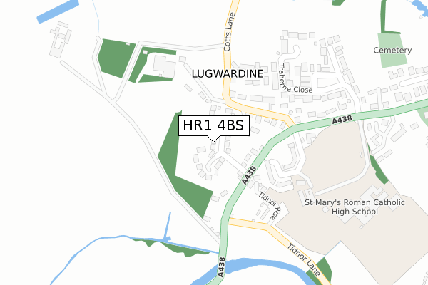 HR1 4BS map - large scale - OS Open Zoomstack (Ordnance Survey)