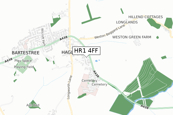 HR1 4FF map - small scale - OS Open Zoomstack (Ordnance Survey)