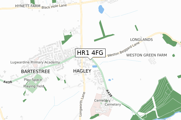 HR1 4FG map - small scale - OS Open Zoomstack (Ordnance Survey)
