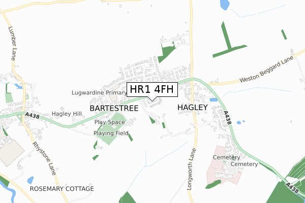 HR1 4FH map - small scale - OS Open Zoomstack (Ordnance Survey)