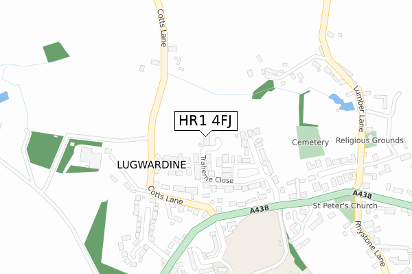 HR1 4FJ map - large scale - OS Open Zoomstack (Ordnance Survey)