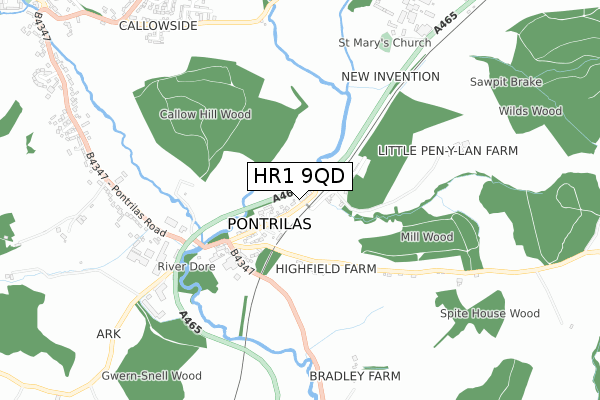 HR1 9QD map - small scale - OS Open Zoomstack (Ordnance Survey) HR1 9QD map - small scale - OS Open Zoomstack (Ordnance Survey)