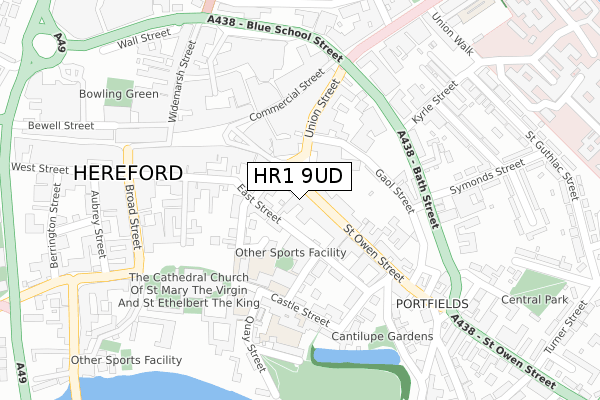 HR1 9UD map - large scale - OS Open Zoomstack (Ordnance Survey)