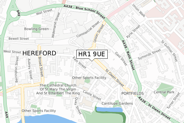 HR1 9UE map - large scale - OS Open Zoomstack (Ordnance Survey)