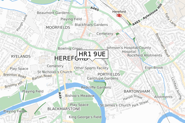 HR1 9UE map - small scale - OS Open Zoomstack (Ordnance Survey) HR1 9UE map - small scale - OS Open Zoomstack (Ordnance Survey)