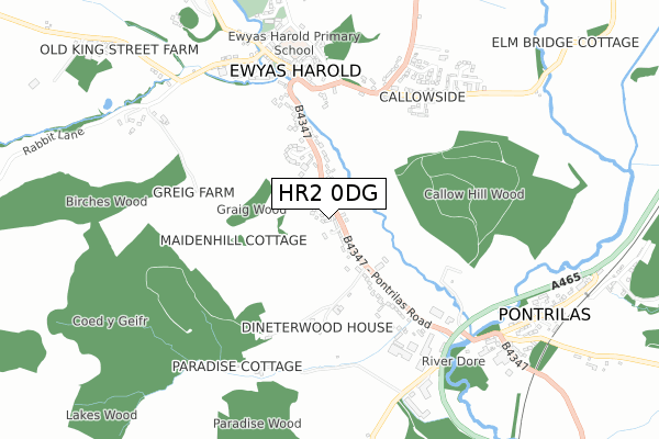 HR2 0DG map - small scale - OS Open Zoomstack (Ordnance Survey)