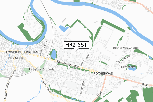 HR2 6ST map - small scale - OS Open Zoomstack (Ordnance Survey)