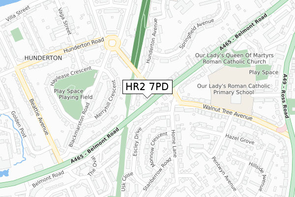 HR2 7PD map - large scale - OS Open Zoomstack (Ordnance Survey)